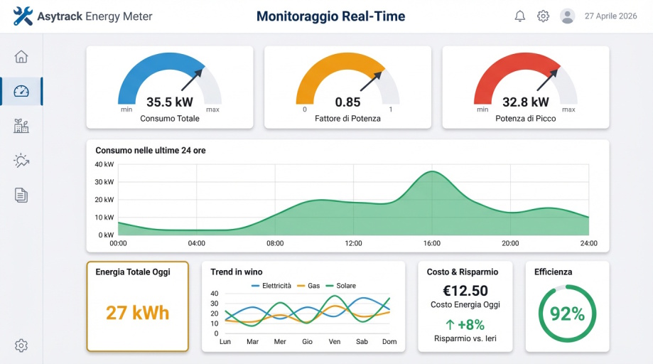 Analisi Real-Time 24 ore Asytrack Energy Meter